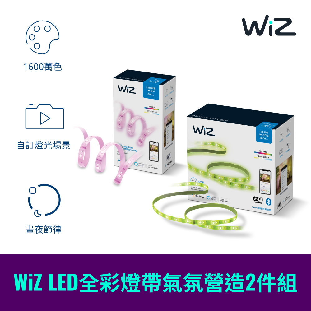WiZ 智慧照明 全彩燈帶氣氛營造2件組