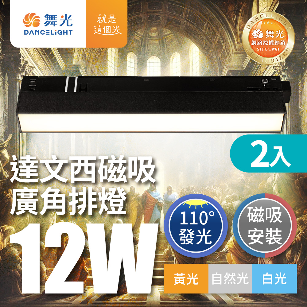 DanceLight 舞光 2入組 12W 達文西磁吸廣角排燈 110度(白光/黃光/自然光)