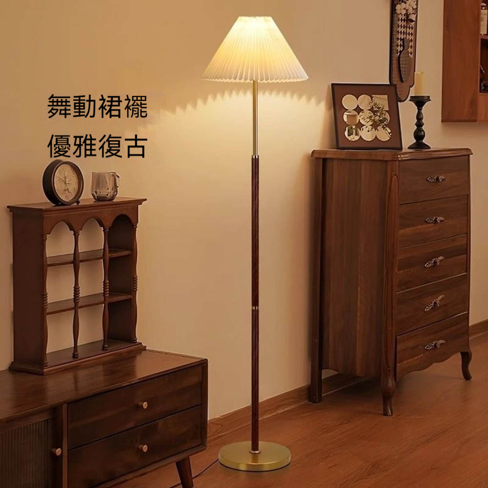 【木洸】110V美式復古落地燈 臥室護眼床頭燈 簡約立式檯燈 臥室高級氛圍燈-三色變光