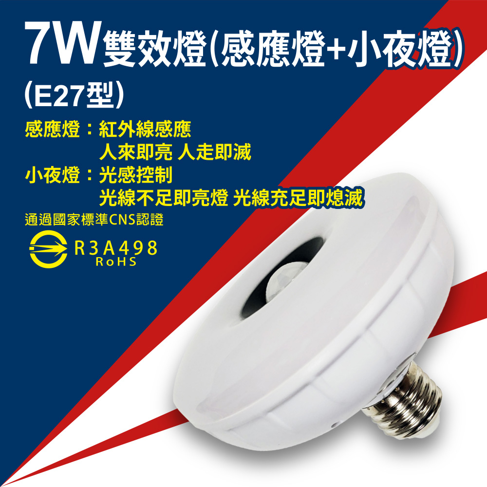 MinPeai 明沛 7W LED紅外線人體感應燈泡(E27型)(白/黃光) -MP6774