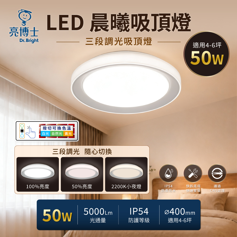 亮博士 LED吸頂燈 晨曦三段調光 50W