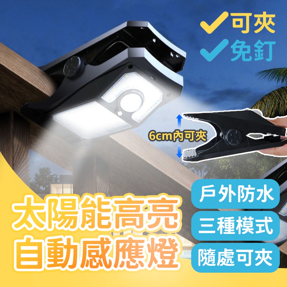 快速到貨可夾免釘太陽能高亮自動感應燈(中款45燈)