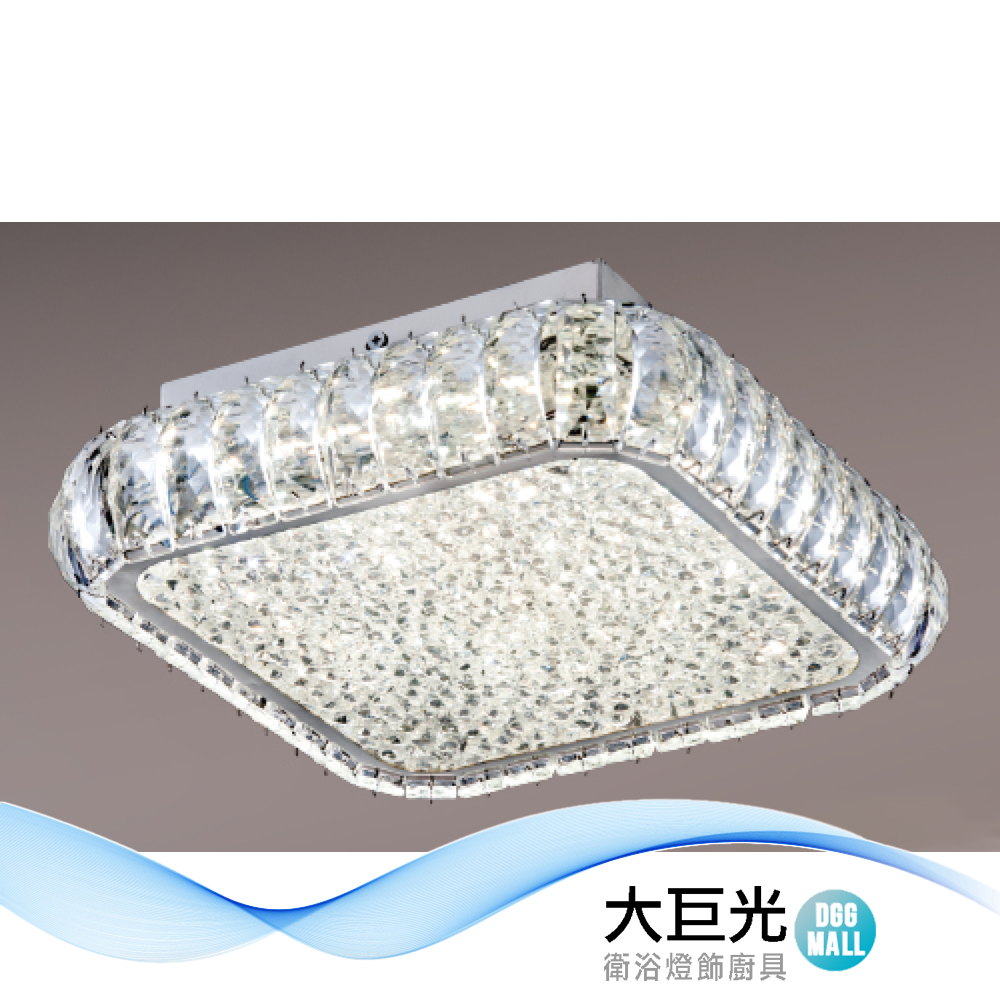 大巨光 華麗風LED 65W 水晶燈_吸頂燈-小(LW-12-1315)三色變光 壁切 金屬不鏽鋼 進口水晶珠