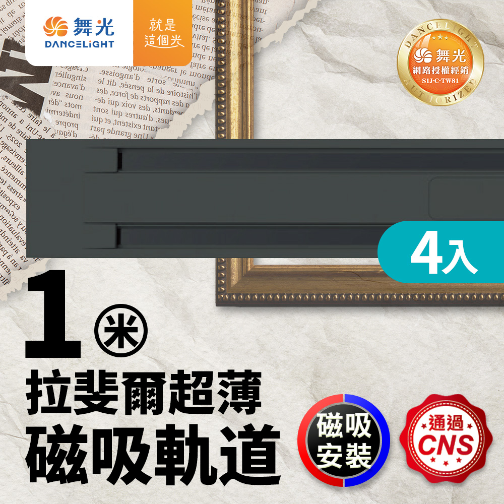 DanceLight 舞光 4入組 1米 拉斐爾超薄磁吸軌道