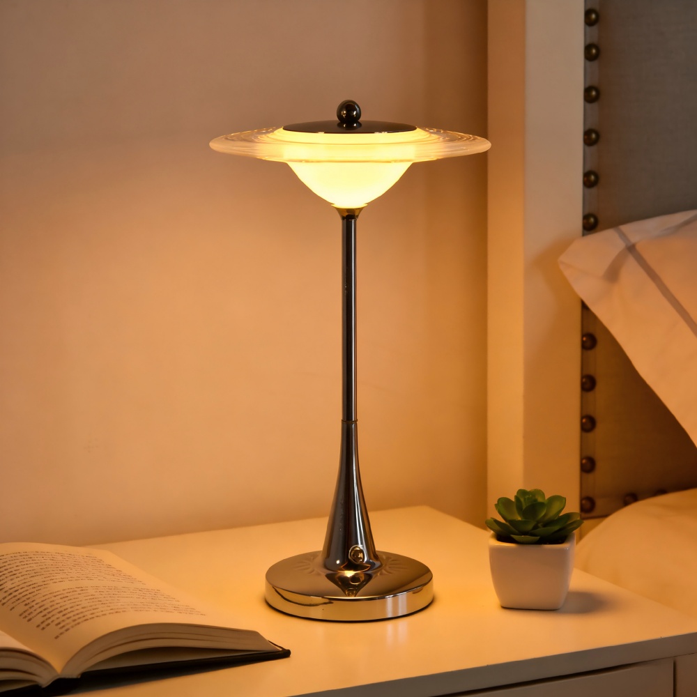 OSLE 歐適樂 飛碟觸摸裝飾臺燈清吧臺氛圍夜燈床頭桌面臺燈臥室充電小夜燈