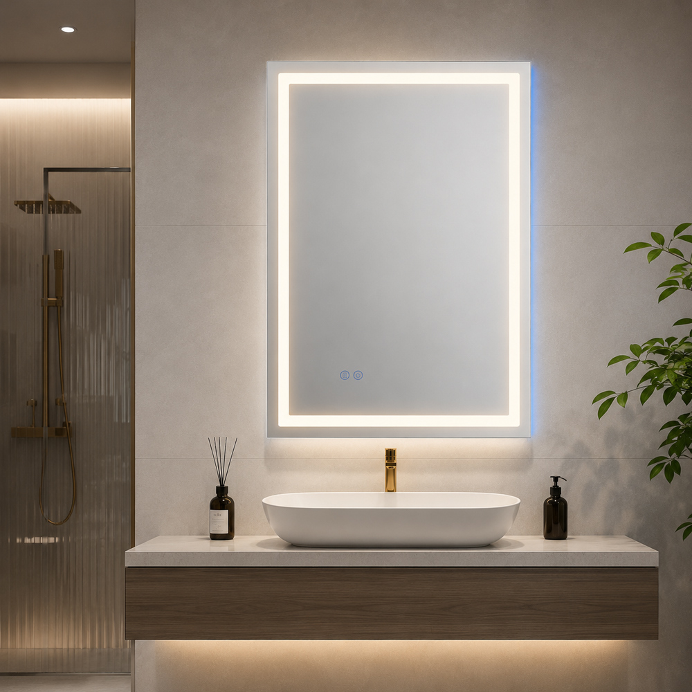 H&R 安室家 60X80翡冷翠方鏡 三面發光 觸控智能鏡/除霧鏡/掛鏡/浴鏡HR24712