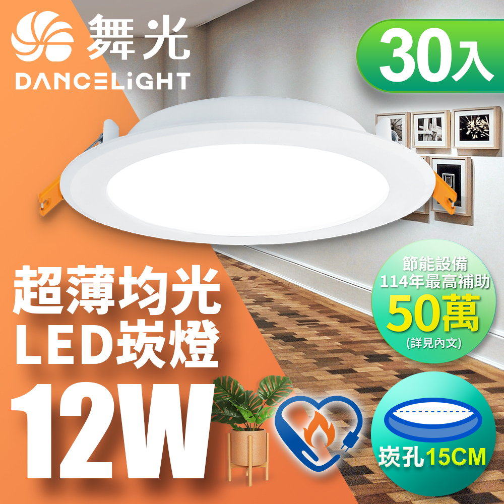 DanceLight 舞光 30入組 雙節標認證 LED 12W 崁孔15cm嵌燈 索爾崁燈(黃光LED-15"DOP12WES)