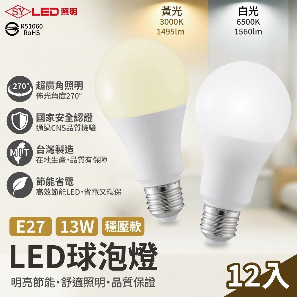 SY 聲億 【SY聲億科技】13W E-27 LED高效能廣角燈泡 (12入)