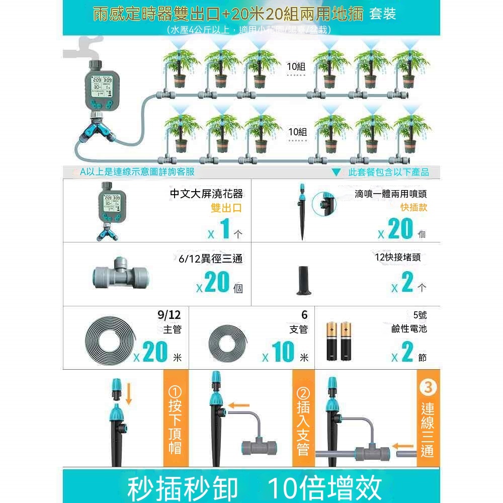 【銳達】自動澆水器  智能澆花機器 中文大屏定時灌溉控制器 出門旅遊不擔心澆水澆花機器  定製款 ZJ