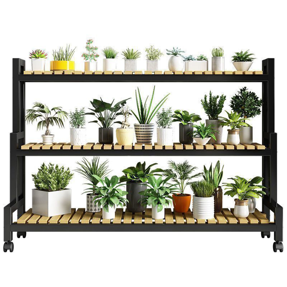 木洸】家用陽台四層落地式可移動100*40*120cm鐵藝花盆架（花台/花架