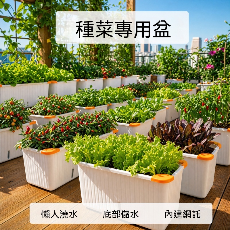 暢麥】種植盆長型花槽自吸水花盆陽台栽種槽塑膠种菜盆豎紋長盆側邊瀝水