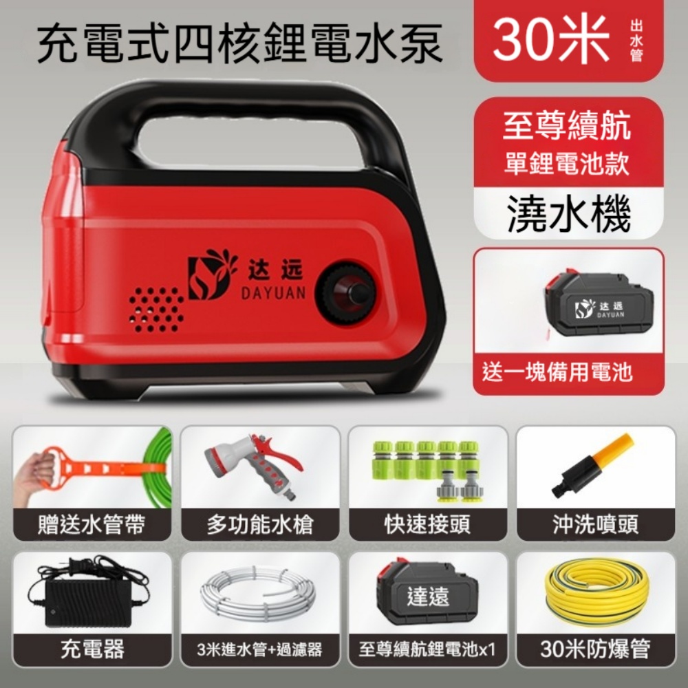 【優家】21V四核鋰電澆菜機 農用灌溉澆菜洗車一體機 大流量戶外澆水機 戶外洗車機