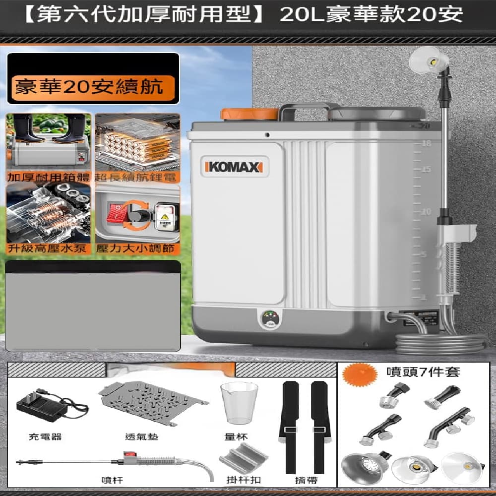 RUIDA 銳達 高壓噴霧器 農用噴藥壺 20L六代加厚 果園大面積噴藥 霧化綿密均勻