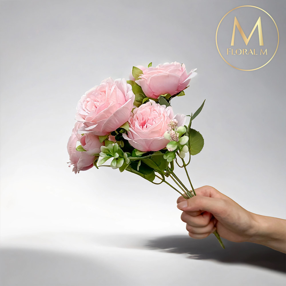 FLORAL M 花藝 花中之王牡丹花公主粉仿真花花材(1入組) 仿真花 人造花 假花 裝飾花 花藝材料 居家擺設 仿真花束 乾燥花替代 不凋謝花 高擬真花 插花材料 攝影道具 商業佈置 室內裝飾 花藝設計