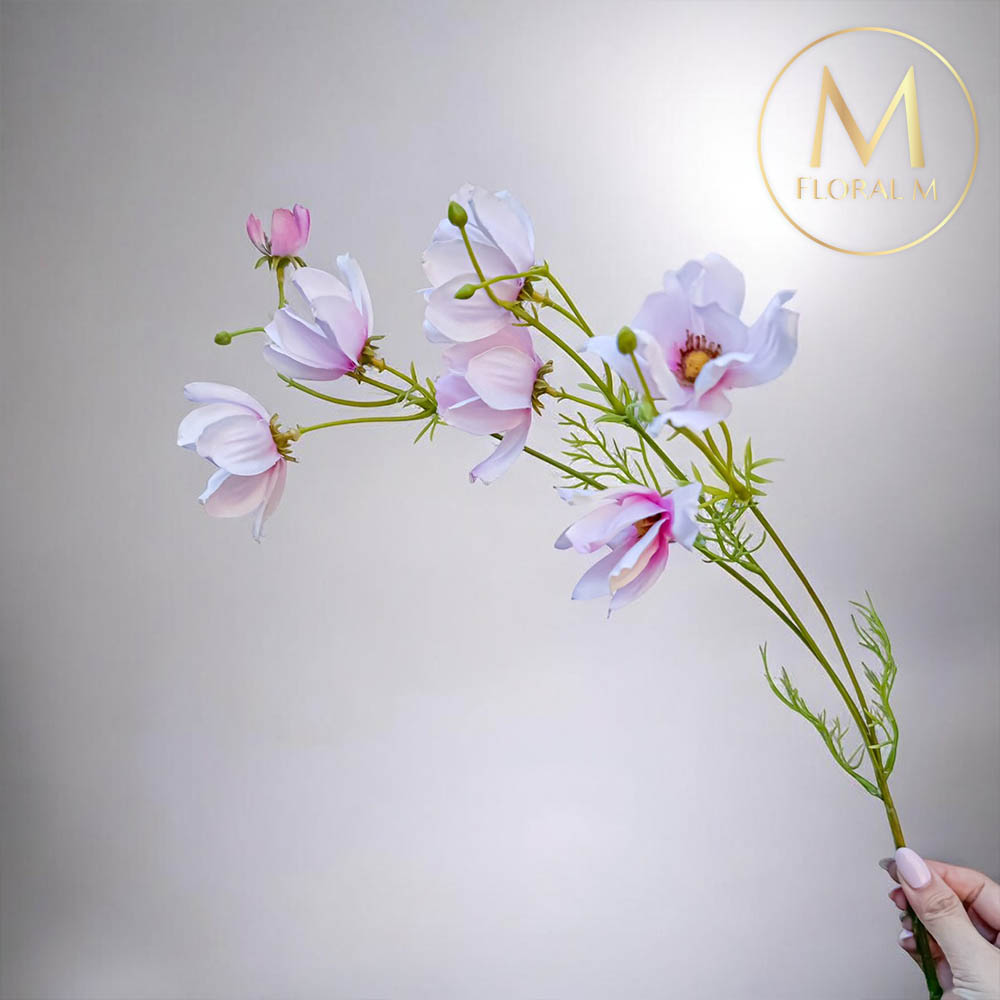 FLORAL M 花藝 初戀少女粉色波斯菊仿真花花材（3入組）仿真花 人造花 假花 裝飾花 花藝材料 居家擺設 仿真花束 乾燥花替代 不凋謝花 高擬真花 插花材料 攝影道具 商業佈置 室內裝飾 花藝設計