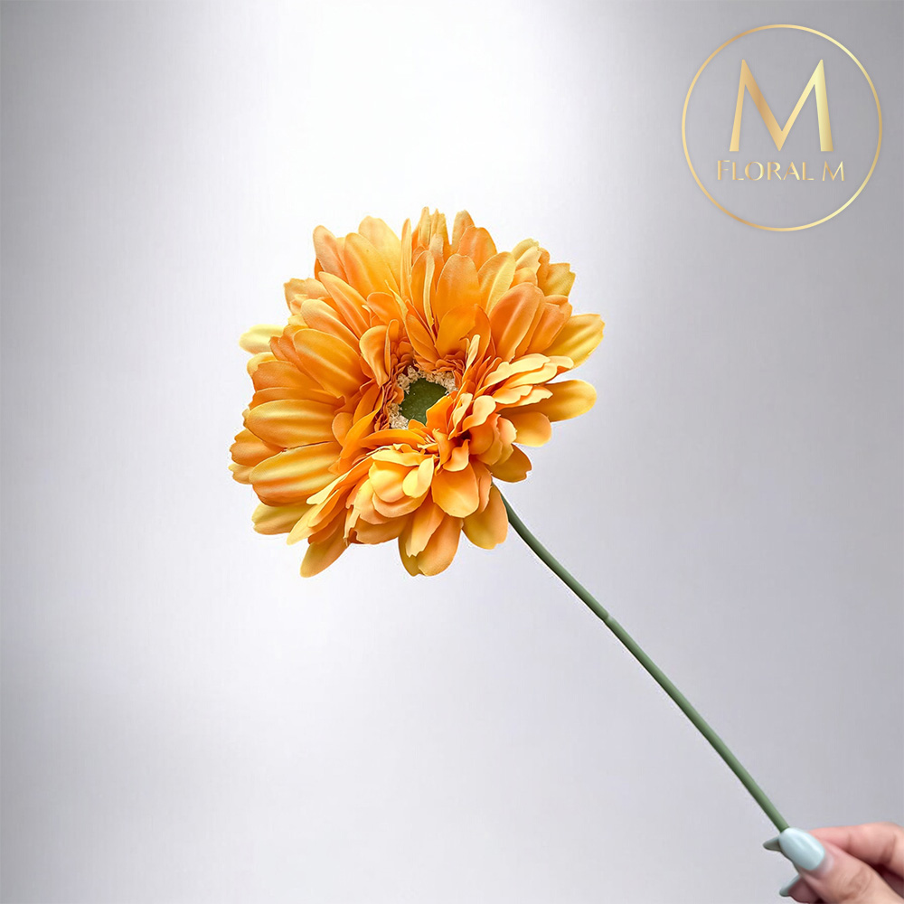 FLORAL M 花藝 夏日繽紛小太陽非洲菊熱情黃仿真花花材(3入組)仿真花 人造花 假花 裝飾花 花藝材料 居家擺設 仿真花束 乾燥花替代 不凋謝花 高擬真花 插花材料 攝影道具 商業佈置 室內裝飾 花藝設計