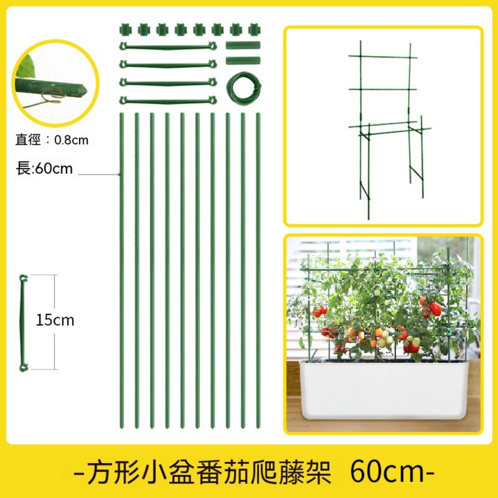 種植箱 植物瓜果花架 黃瓜西紅柿絲瓜 西瓜支撐桿 花支架 方形小盆番茄爬藤架 花盆爬藤架 60cm
