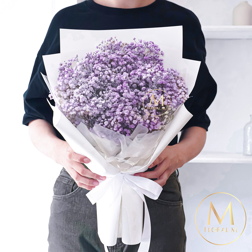 FLORAL M 花藝 夢幻星空銀河紫滿天星鮮花花束 滿天星花束 銀河紫花束 夢幻花束 星空花束 鮮花花束 女生禮物 生日花束 情人節花束 浪漫花禮 高顏值花束 送禮推薦 花藝設計 拍照花束