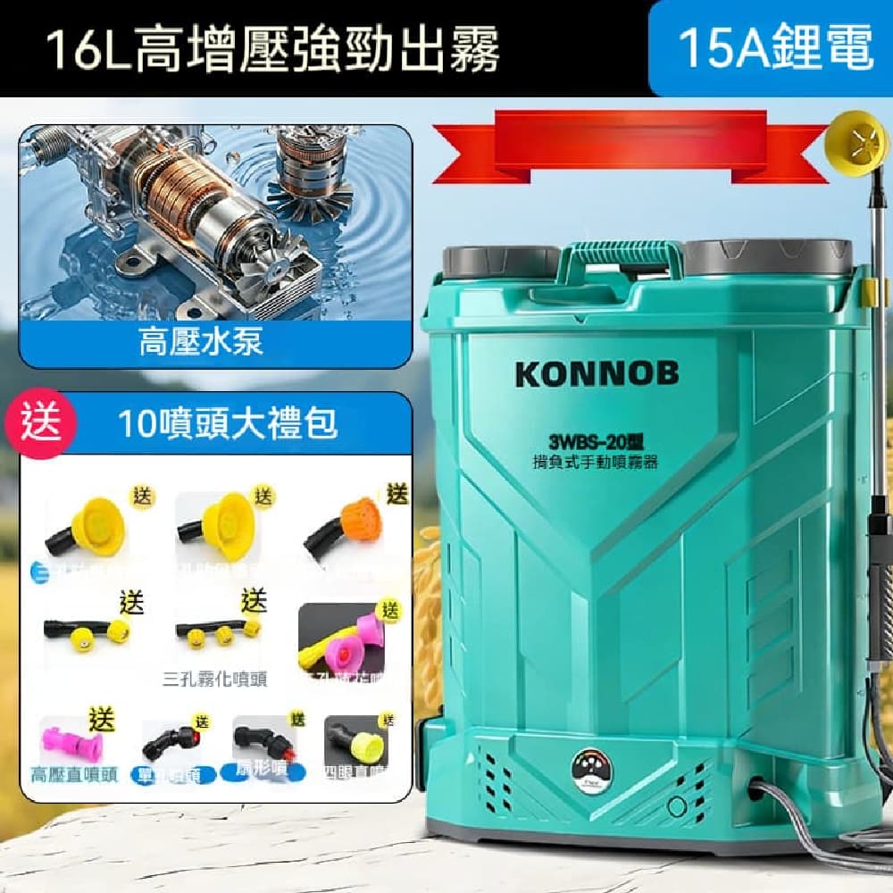 RUIDA 銳達 雙泵電動噴霧機 農用背負打藥桶 多噴頭噴霧器 三開關打藥機 16L