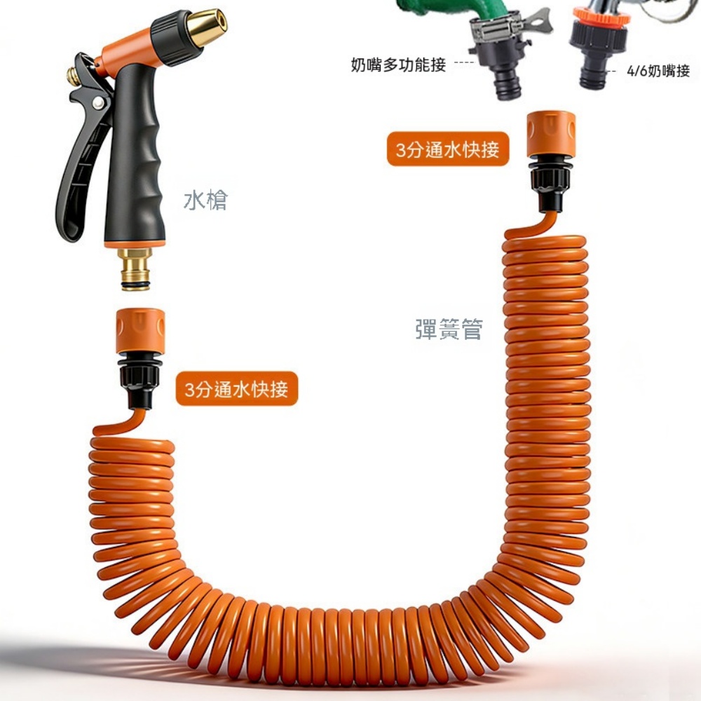 噴水槍 高壓水槍 洗車水槍 彈簧伸縮管 增壓水槍 家用清洗槍 自來水槍 陽台沖洗槍 洗車槍 沖洗噴槍