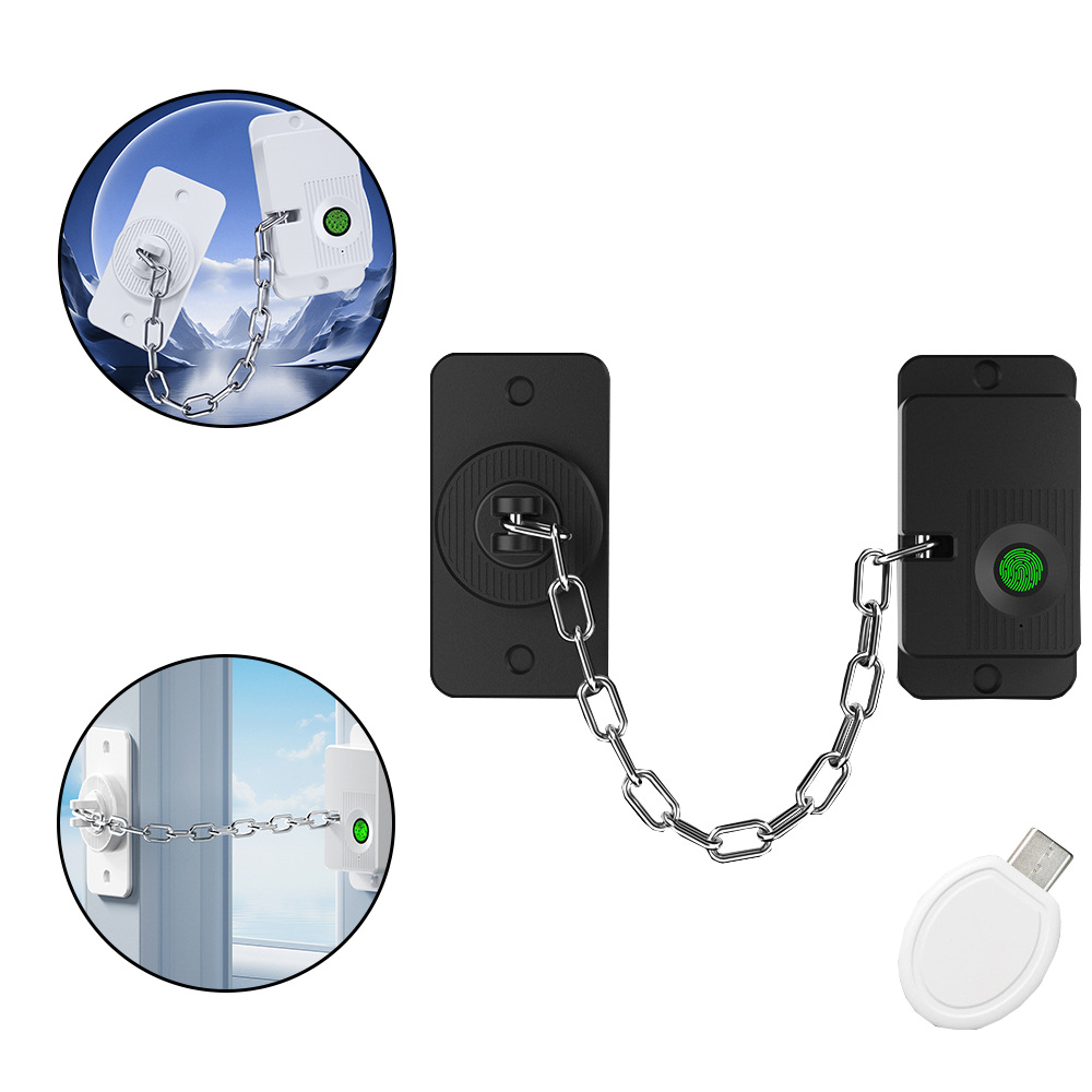 LEAZE 多功能安全指紋鎖可調節窗戶限位器冰箱櫥櫃指紋掛鎖兒童安全鎖