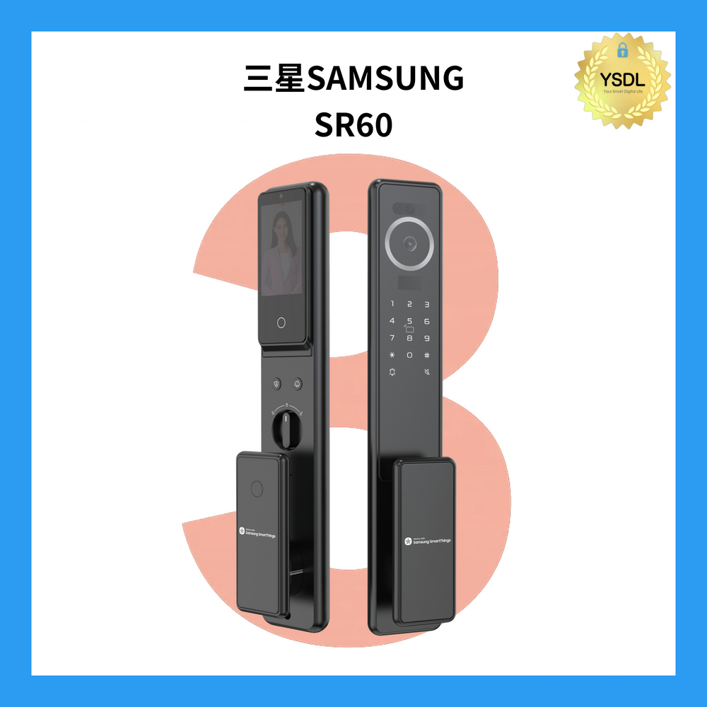 Samsung 三星 SR60/R60 MAX 六合一電子鎖 人臉/指紋/卡片/密碼/鑰匙/遠端 (極夜黑)(附基本安裝)