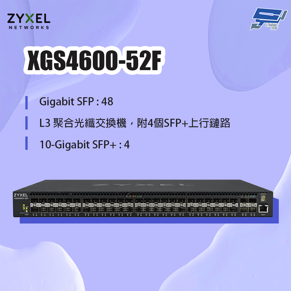 Zyxel 合勤XGS4600-52F 48埠GbE L3匯聚交換器昌運監視器- PChome 24h購物