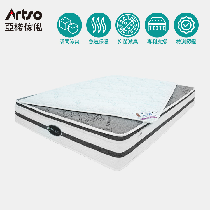 Artso 亞梭傢俬 【 亞梭】美國ES伊麗絲-冷暖雙功能QUEEN護背床墊(彈簧床/獨立筒)