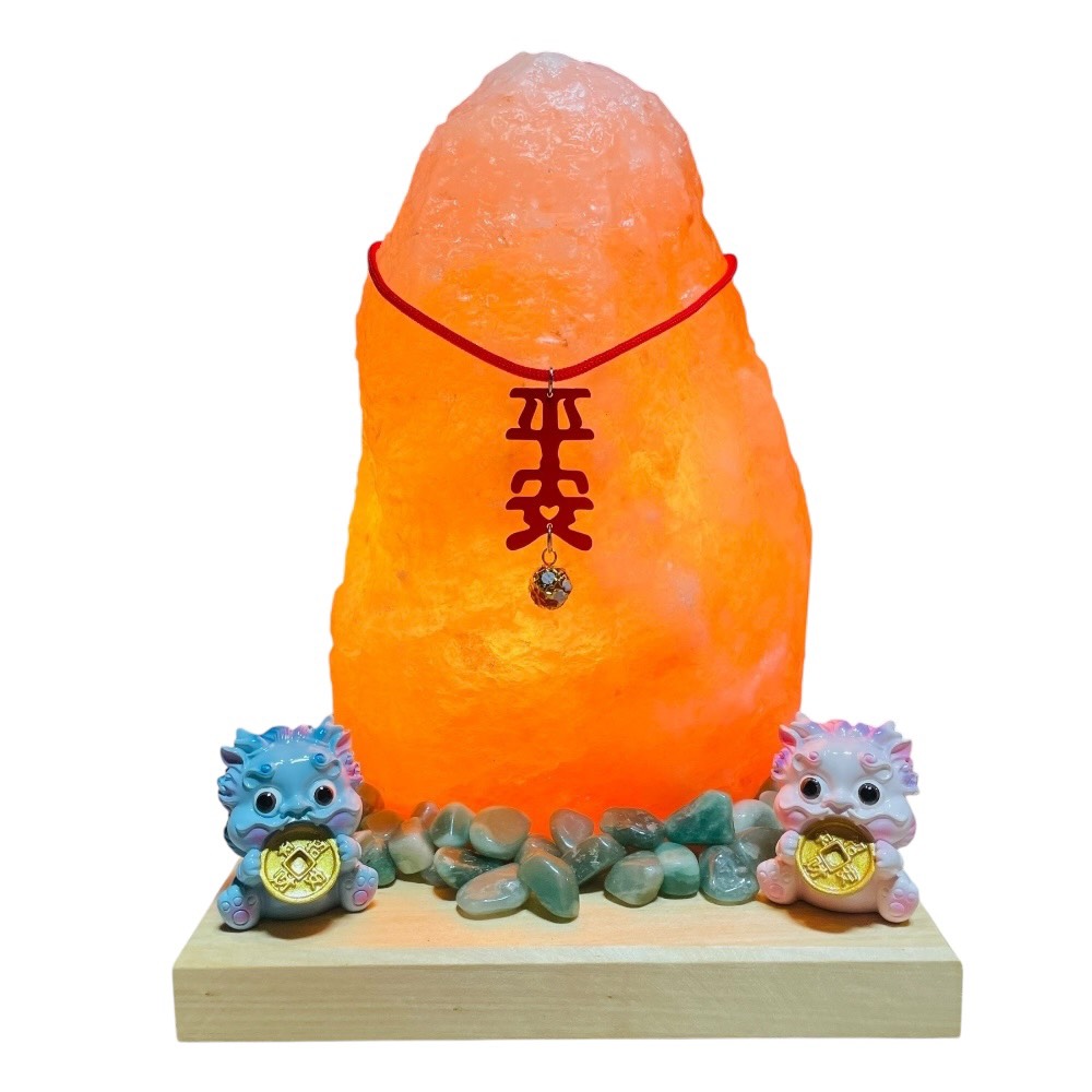 瑰麗寶 財位鹽燈原木附貔貅夫妻一對