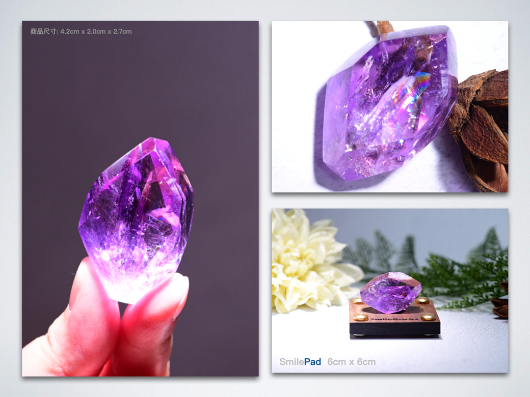 SmileRocks 石麥水晶原礦紫水晶彩虹光隨形冰塊No.043870519 - PChome