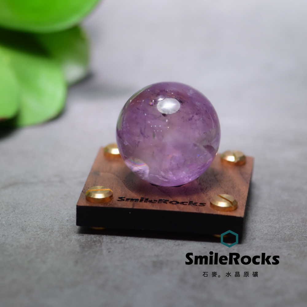 SmileRocks 石麥 紫水晶球 直徑3.9cm SmilePAD 6X6cm 2000優購 No.62612260901