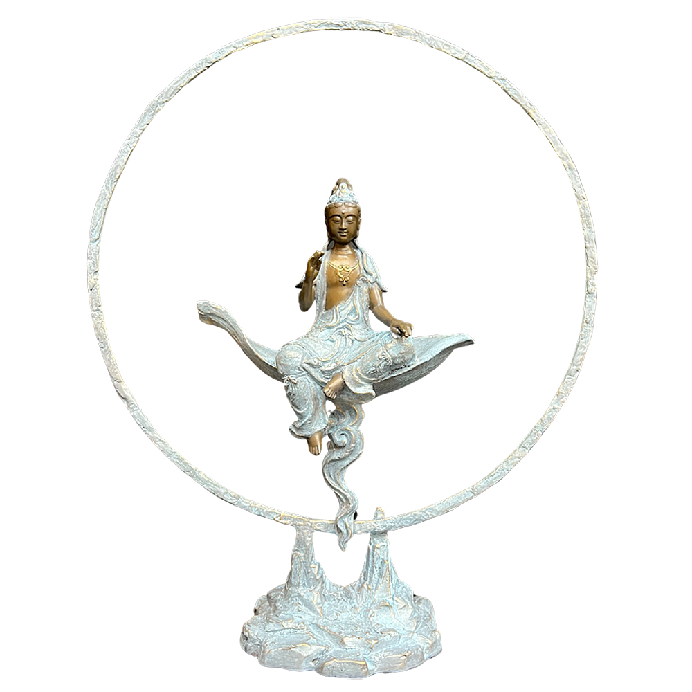 【美品】観世音菩薩 掛軸 仙涯　約181✕54cm 共箱付 開運陶源一葉觀音(觀世音菩薩) *普佛小品系列~子問老師限量原作