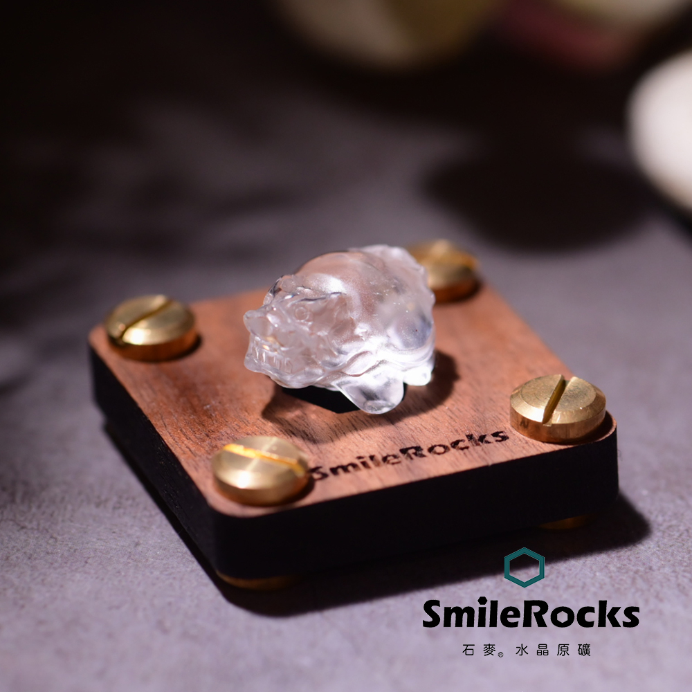 SmileRocks 石麥 雕件-白水晶龍龜SmilePAD 4.5X4.5cm 1000首選No.62589260239