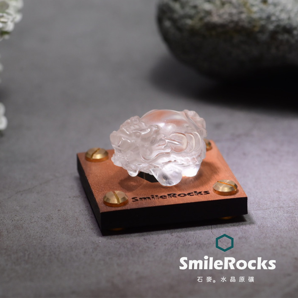 SmileRocks 石麥 雕件-白水晶龍龜 SmilePAD 6X6cm 1000首選 No.62588260635