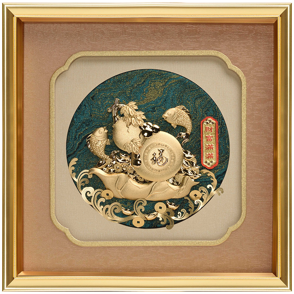 開運陶源 金箔畫 純金 豐年系列【財富滿滿】...30x30cm