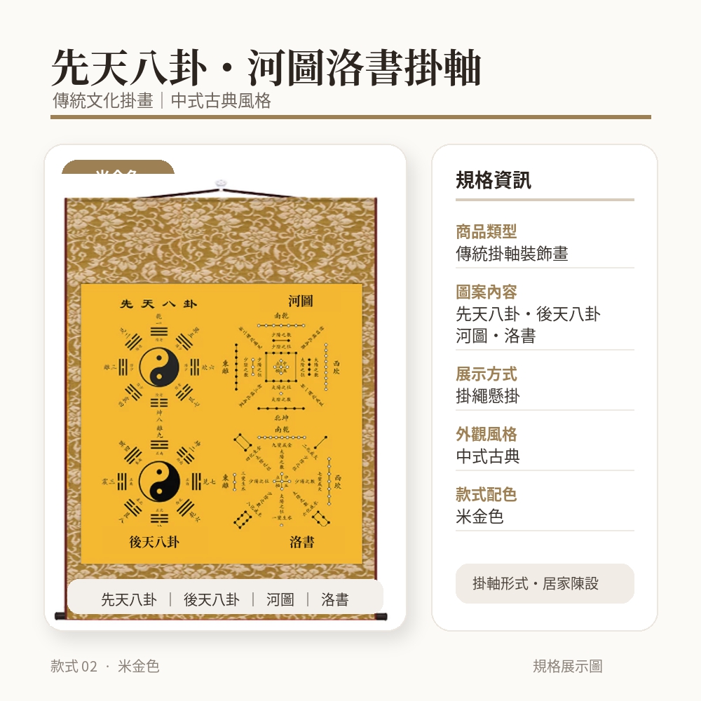 Keno可諾空間八卦圖太極八卦圖掛畫河圖洛書五行風水捲軸玄關客廳中式