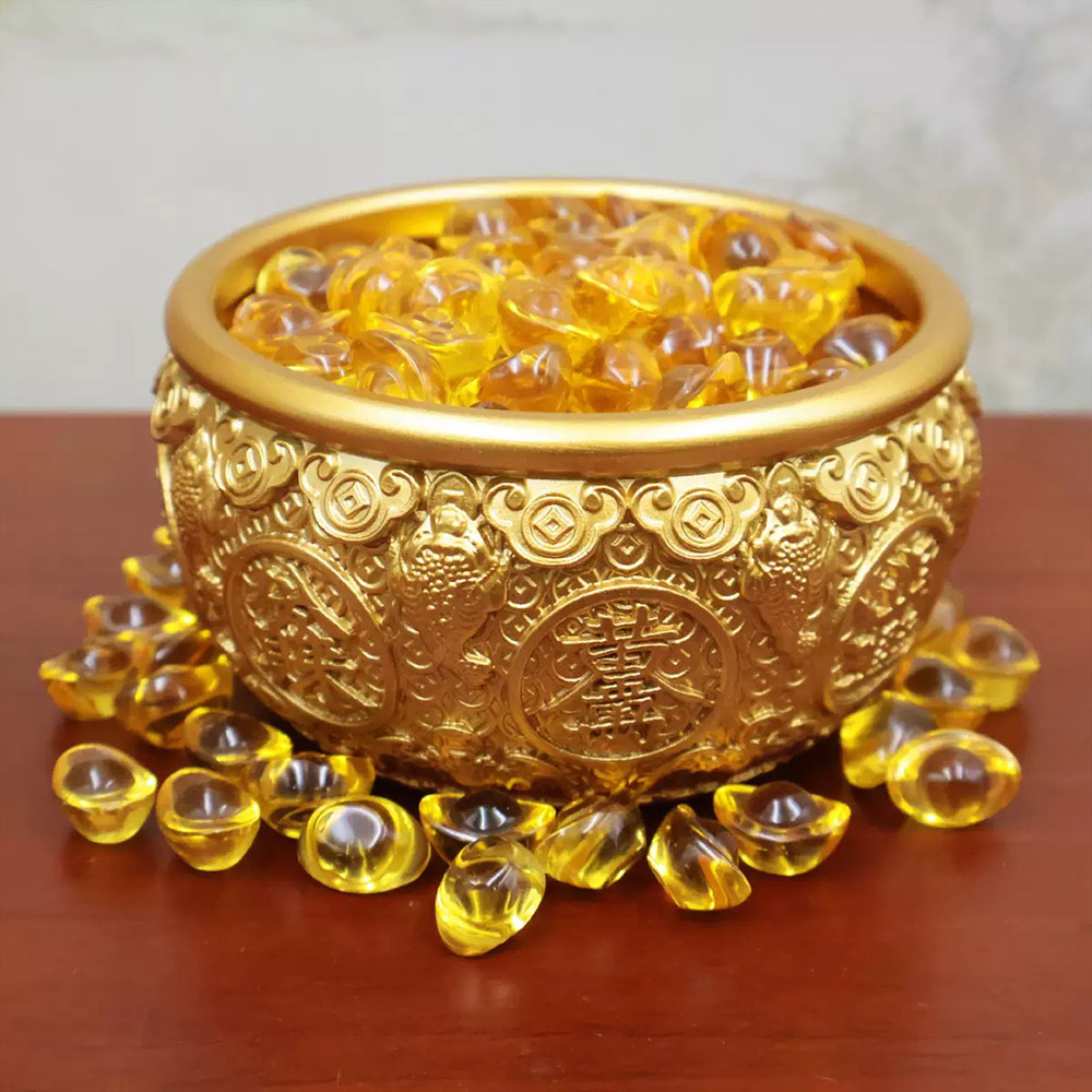 玖天4寸黃銅金蟾聚寶盆帶蓋招財擺件客廳店鋪裝飾品存錢罐開業送禮品