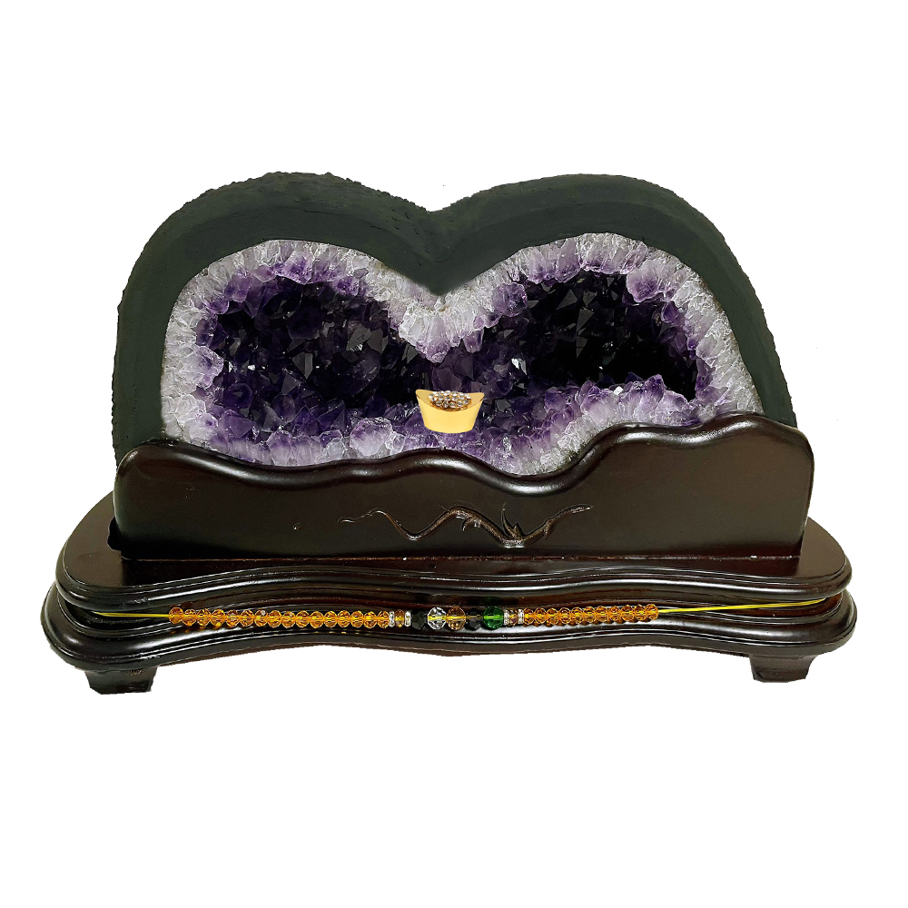 石英水晶体　阿字観本尊　寶玉　水晶玉　唐木台・仕覆付　共箱　C　8105 石英水晶体 阿字観本尊 寶玉 水晶玉 唐木台・仕覆付 共箱 C