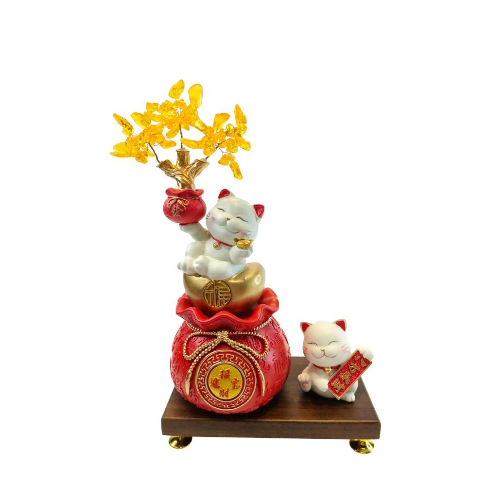 MODACore 摩達客◉開運招財◉精緻紅色招財進寶聚寶盆八方來財招財貓