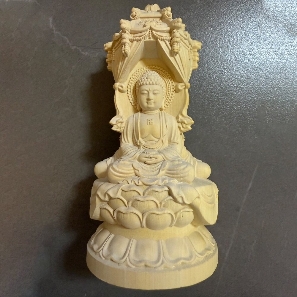 MoonDy 黃楊木 雕刻 木雕 觀音寶塔 擺件 佛像擺件 收藏品 裝飾品 258