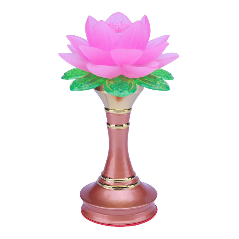 【暢麥】蓮花燈 供佛燈 長明燈  大號粉紅蓮花燈 插電供電 適合廟堂、家用佛堂長明供燈