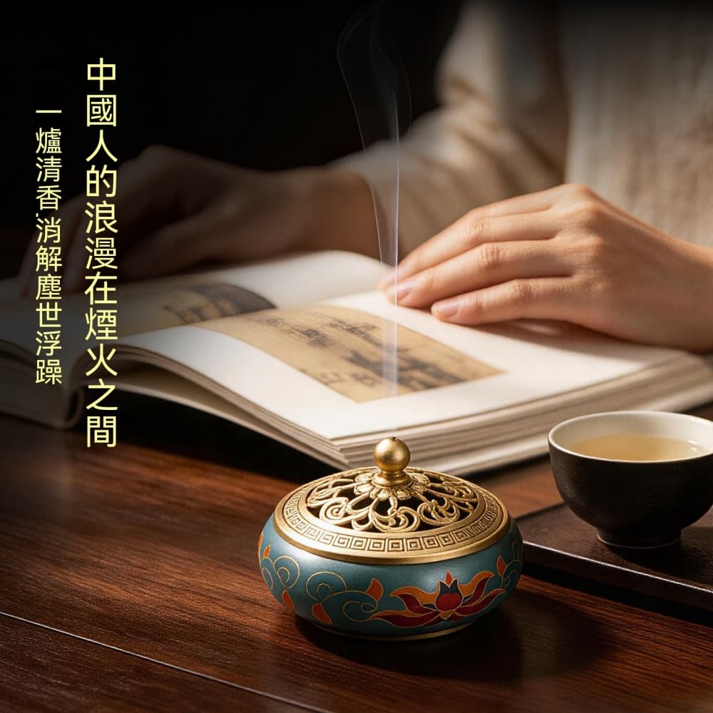 印彩蓮花銅薰香爐室內焚香盤香爐沉香檀香茶道禪意香道擺飾yq - PChome