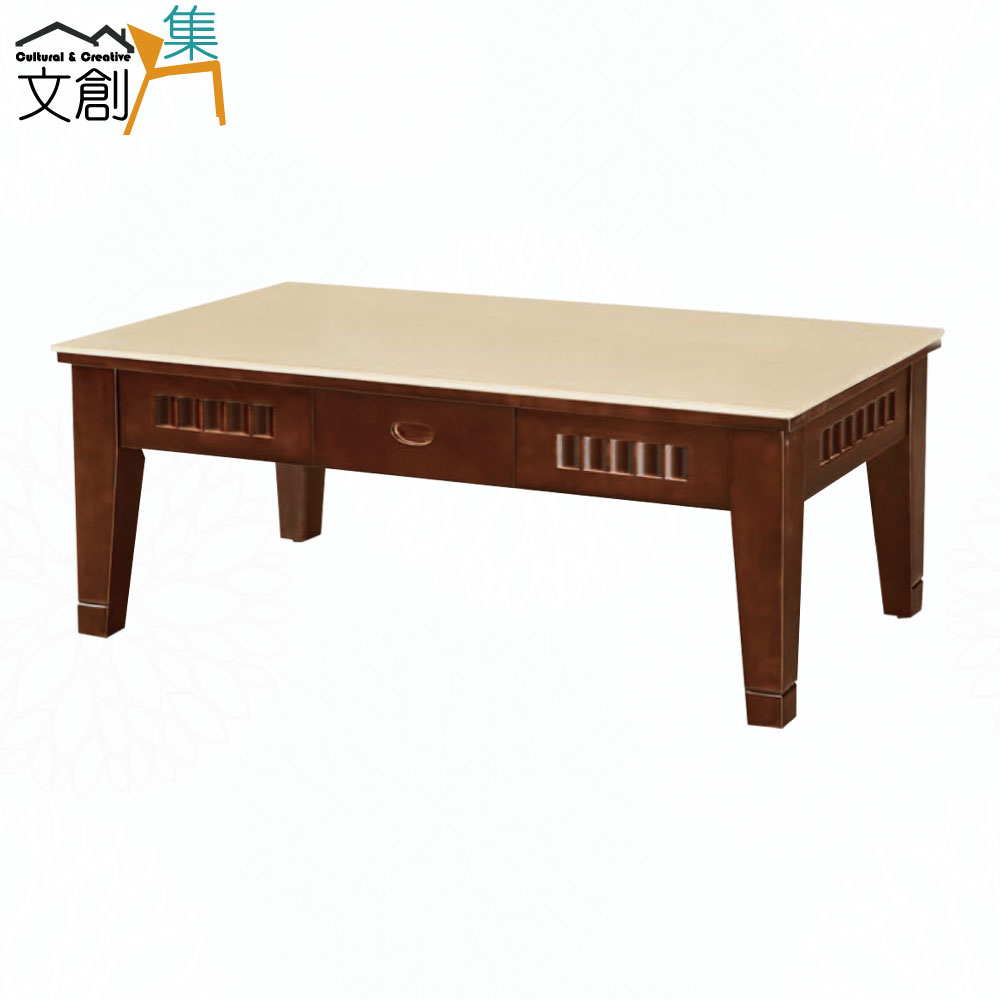 文創集 夏可實木4.3尺雲紋石面岩板大茶几(二色可選)