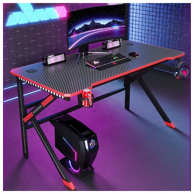 MGSHOP 麻吉小舖 MGSHOP RGB碳纖維黑電競桌 電腦桌 工作桌(160CM))