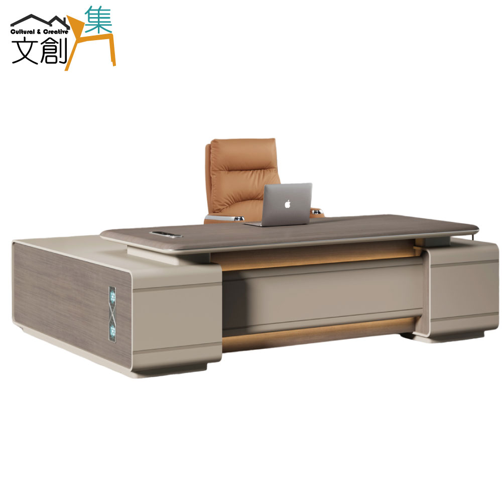 文創集 恩凱8尺雙色L型辦公桌櫃組合(左＆右二向可選)