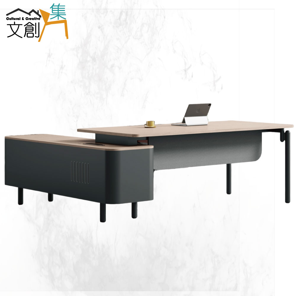 文創集 柴山6尺雙色L型辦公桌櫃組合(左&右二向可選)