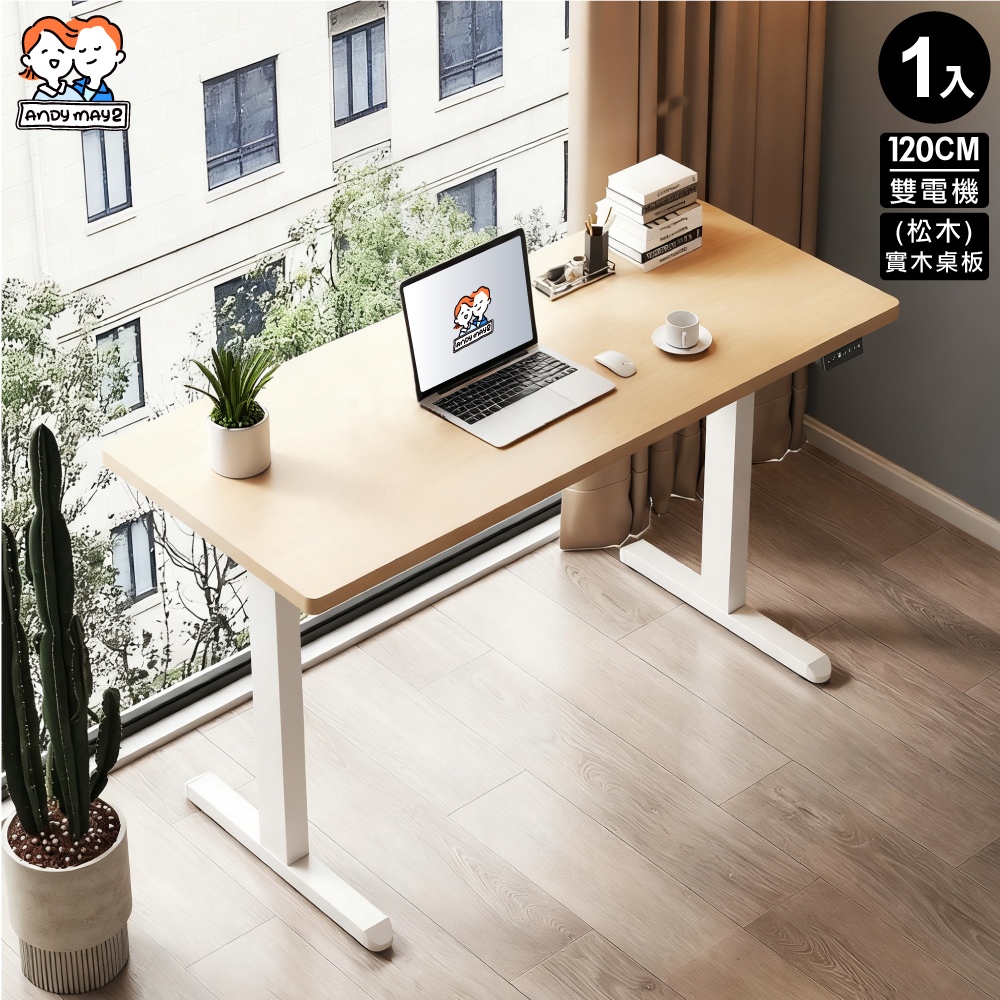 阿姆斯無段式電動升降桌 120x60CM｜正裝雙機馬達 靜音操控 高承重(書桌/辦公桌/工作桌)