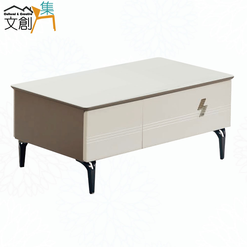 文創集 多琳亞3.1尺二抽玻璃大茶几