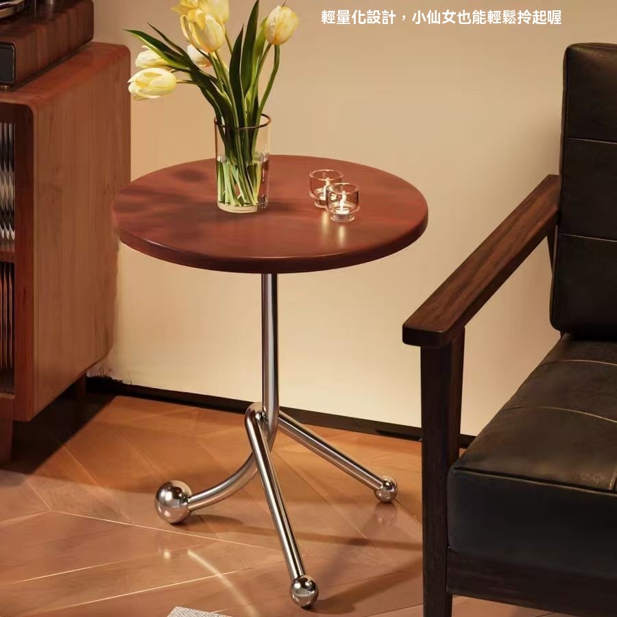 OSLE 歐適樂 中古風不銹鋼客廳小圓桌咖啡廳奶茶店創意小桌子陽臺休閑小茶桌