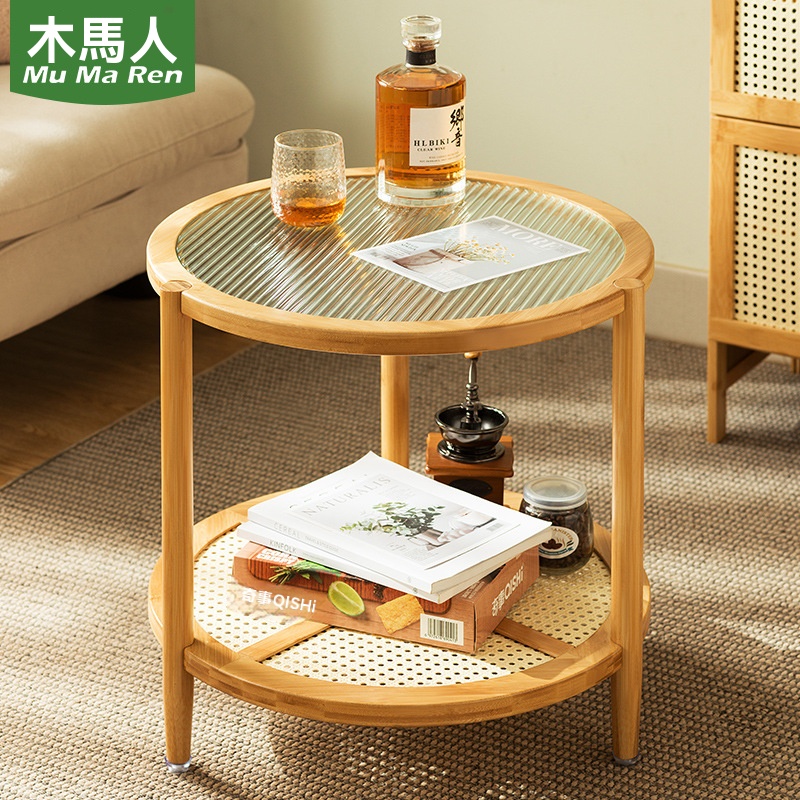 OSLE 歐適樂 小茶幾家用客廳玻璃圓形茶幾極簡風現代簡約小戶型移動茶桌茶臺